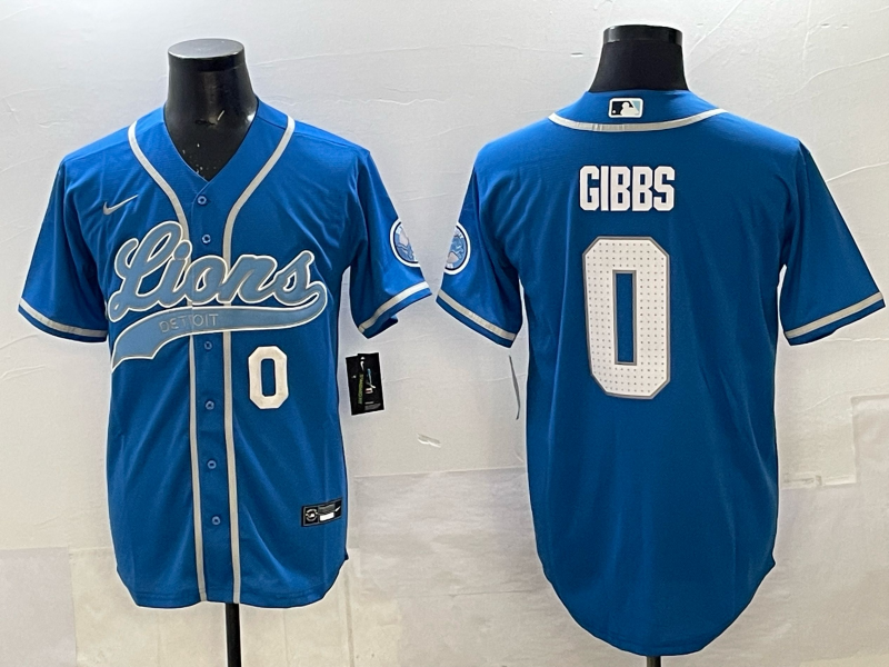 Men Detroit Lions #0 Gibbs blue NFL Nike 2025 jersey 007